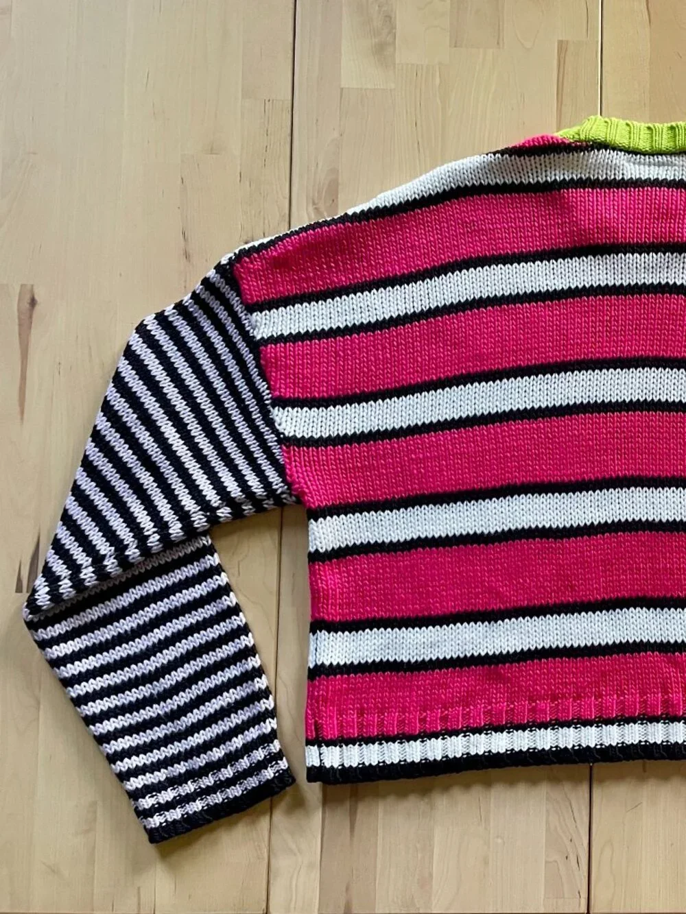 The Ragged Priest Women's Oversized Boxy Striped Colorblock Sweater size Small